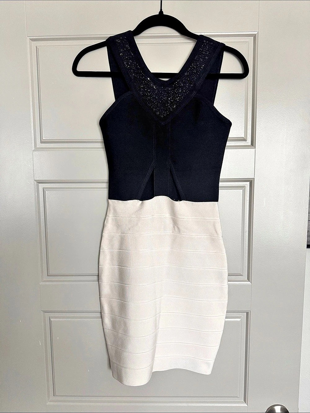 Bodycon Mini Dress in Black & White, S